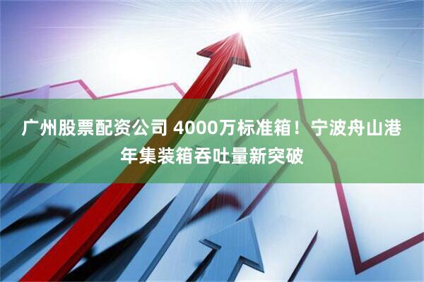 广州股票配资公司 4000万标准箱！宁波舟山港年集装箱吞吐量新突破