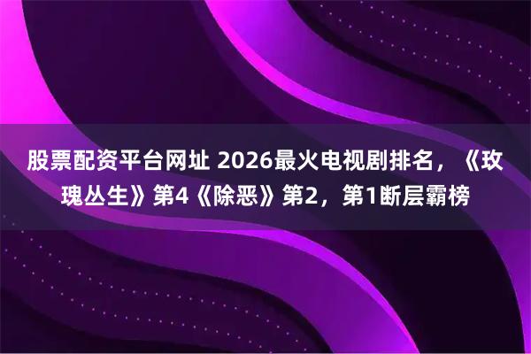 股票配资平台网址 2026最火电视剧排名，《玫瑰丛生》第4《除恶》第2，第1断层霸榜